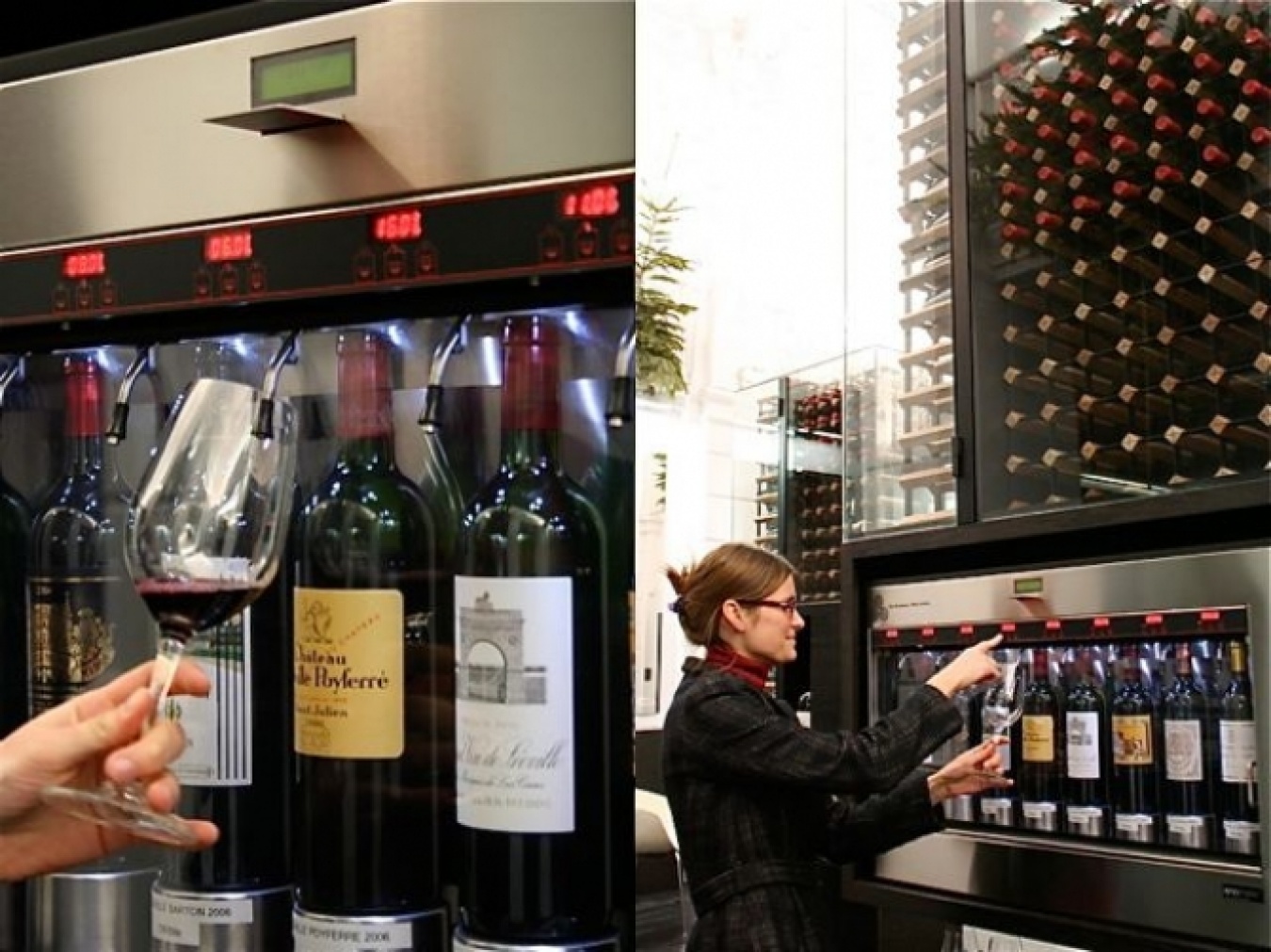 ボトルの上のボタンを押せば、簡単に好きなワインがサーブされる。