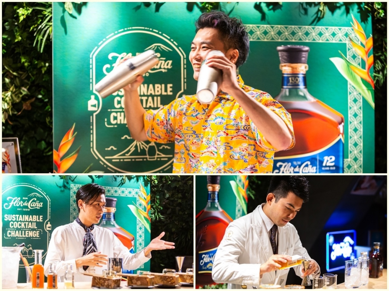 優勝した「Bar Prima」安里勇哉さん(写真上)、2位「BAR 霞町嵐」の山内良太さん(写真下左)、3位「APOTHECA」の高橋大地さん(写真下右)。