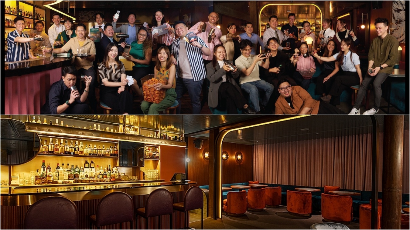 The elegant appearance coexists with the energy of the young bartenders, 