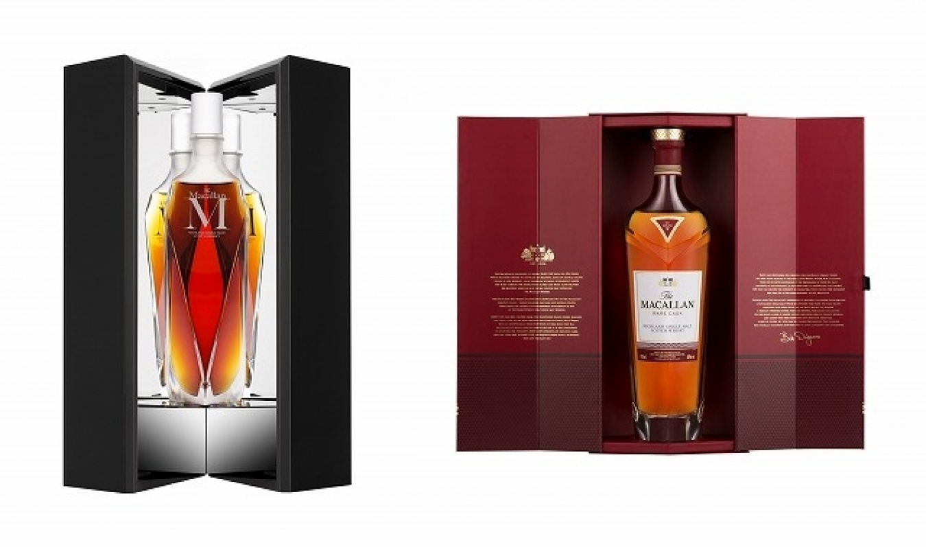 左が「ザ・マッカラン Mデキャンタ」、右が「ザ・マッカラン レアカスク」。