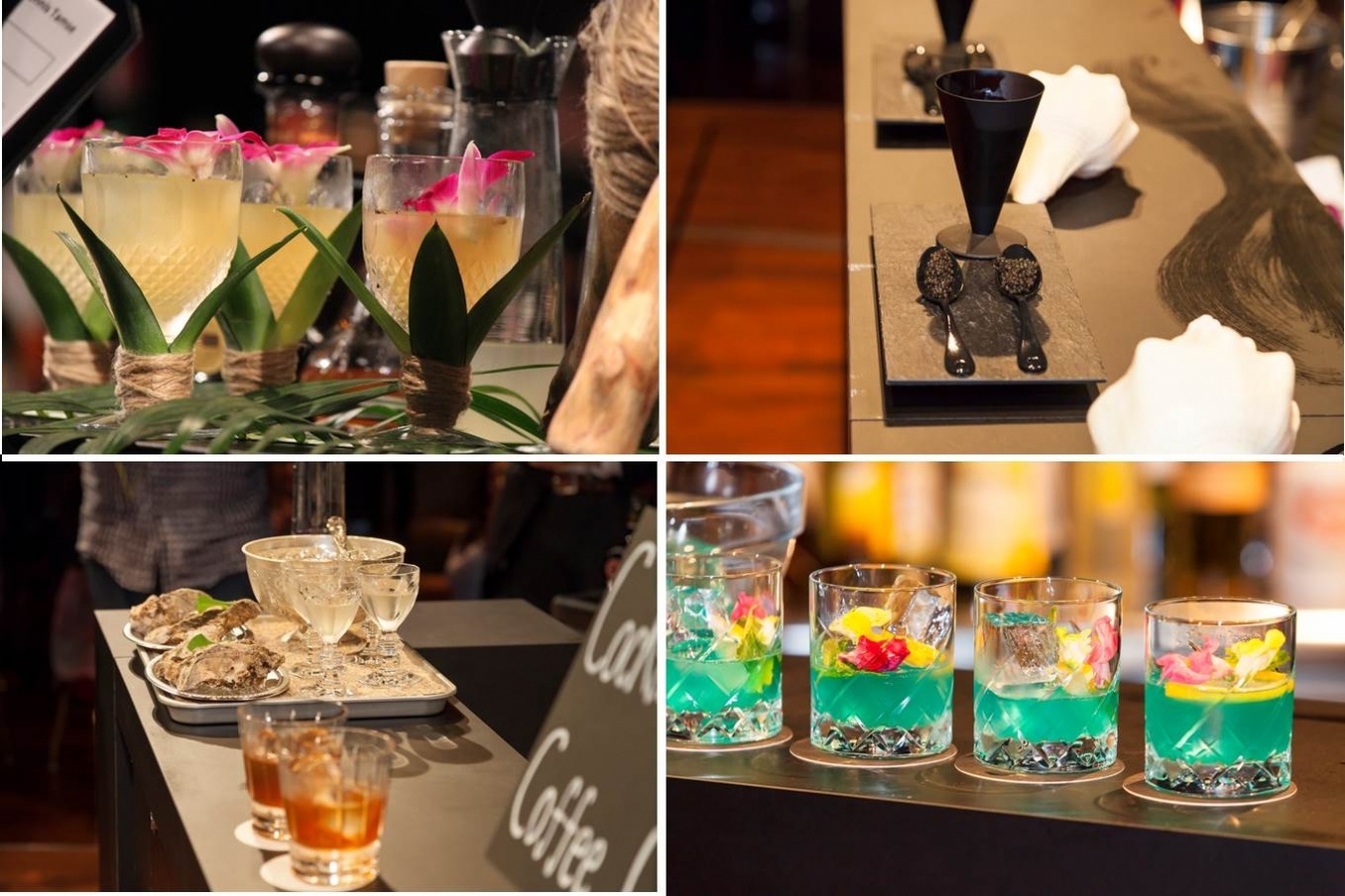 カクテルはすべて Miami day & Night Challengeより / 左上：藤井隆さん　右上：久保俊之さん　左下：茂内真利子さん　右下：上村諭紀夫さん