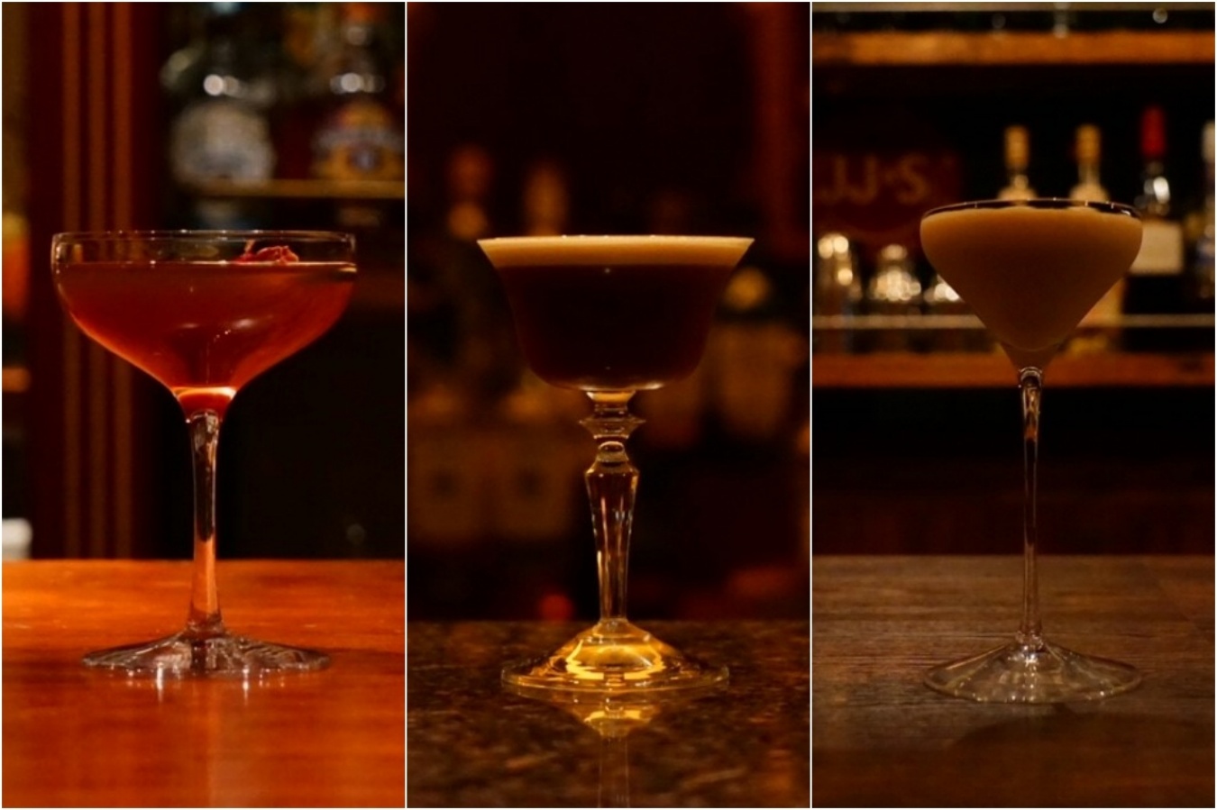 各バーが提供するコーヒーカクテル (左)Bar LIBRE (中)Bar ORIENT EXPRESS (右)KAZU BAR