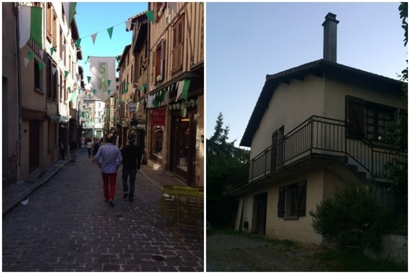 左/リモージュの街並み。右/鹿山さん一行がホームステイしたお宅。