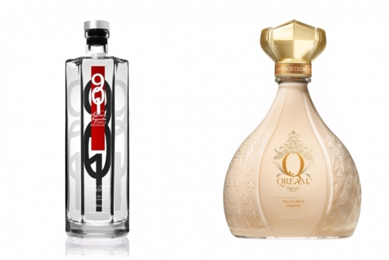 左／原料のアガヴェからこだわった「901シルバー・テキーラ」。　右／女性のイメージをクイーンに見立ててつくられた「クリーム・ウィズ・ア・Q」。