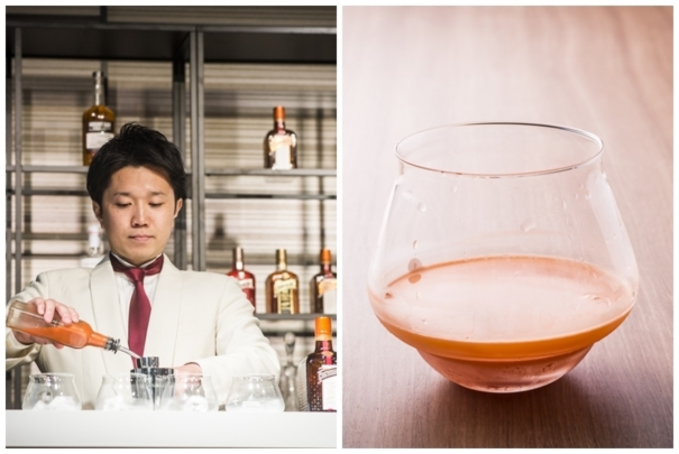 永峯侑弥さんとカクテル「Fragrance Gift」。