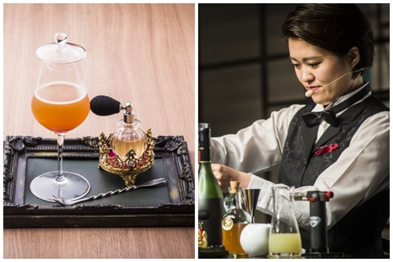 緒方唯さんとカクテル「Perfume.jp（Just Like Passion）」。