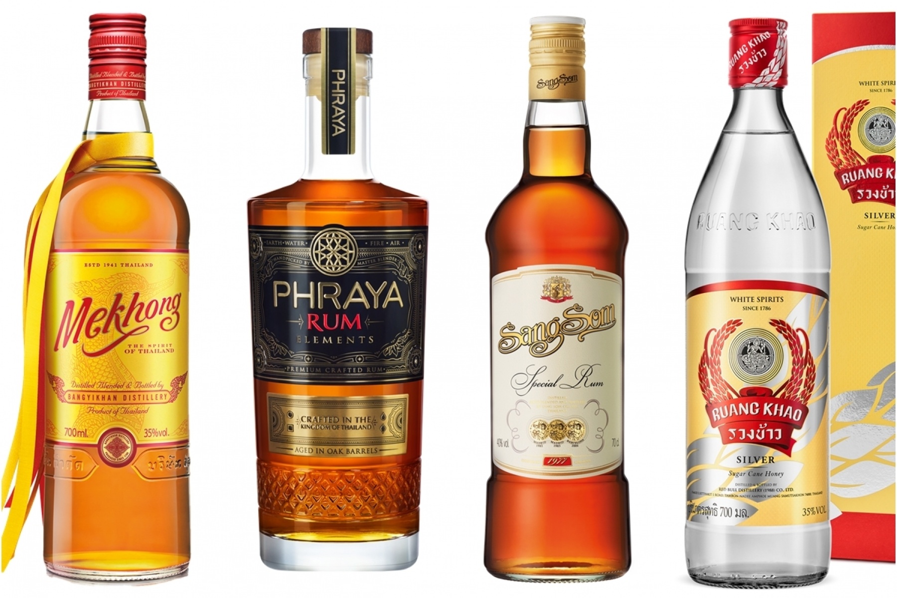 タイ産スピリッツ4種がリリース
「メコン」「プラヤエレメント」「センソム」「ラオカオシルバー」

