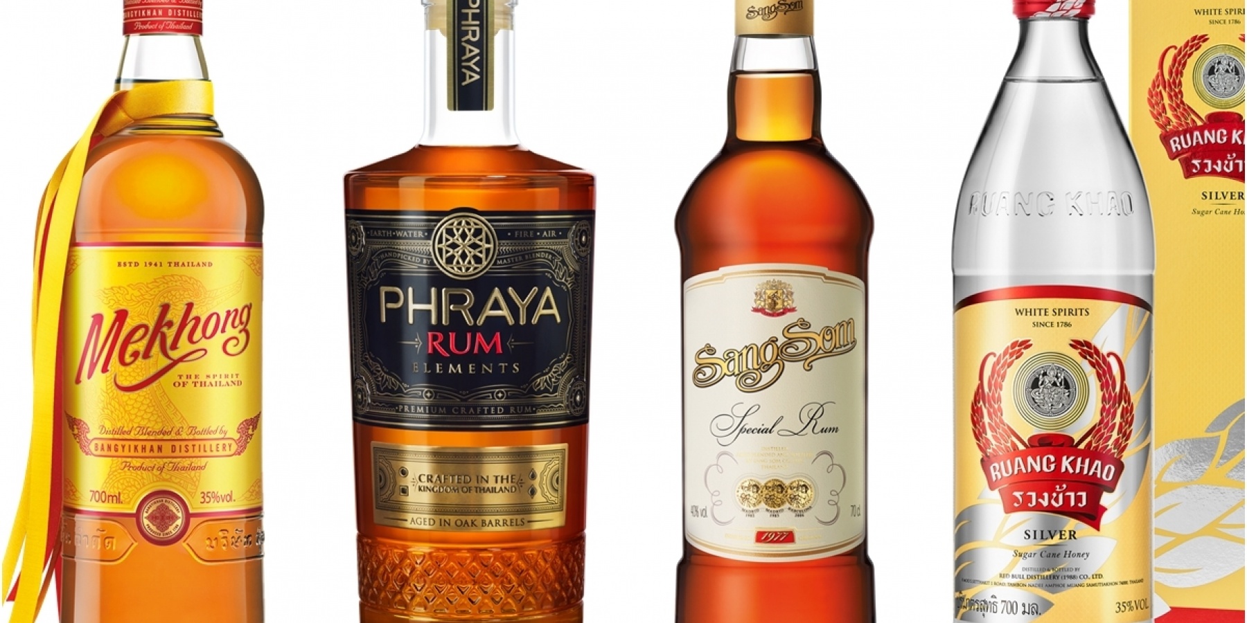 タイ産スピリッツ4種がリリース
「メコン」「プラヤエレメント」「センソム」「ラオカオシルバー」
